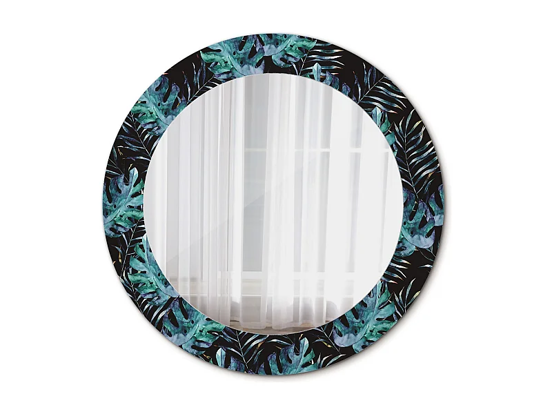 Miroir rond décoratif - Feuilles exotiques - 70 cm