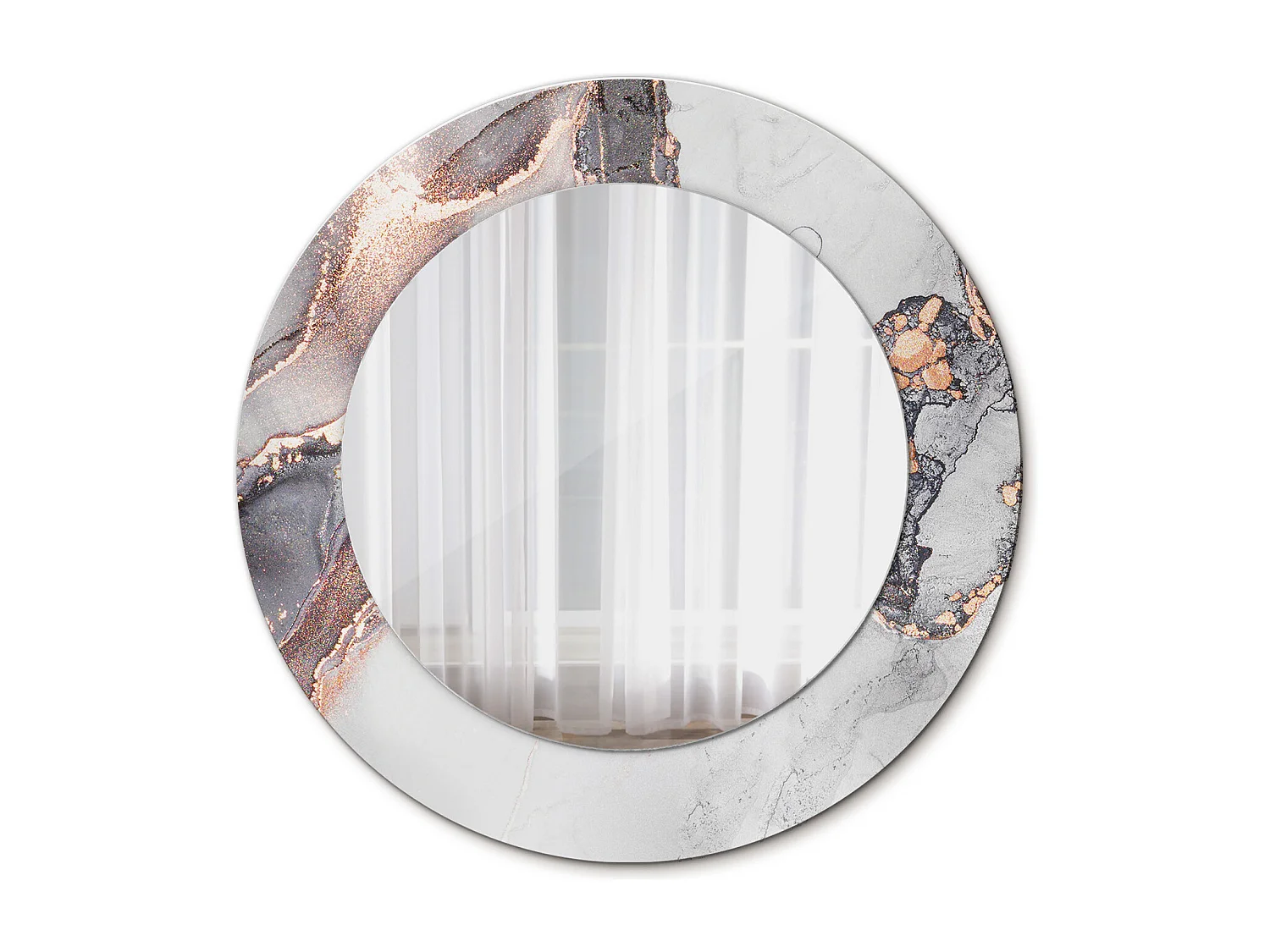 Runder dekorativer Spiegel - Abstrakter Marmor - 50 cm