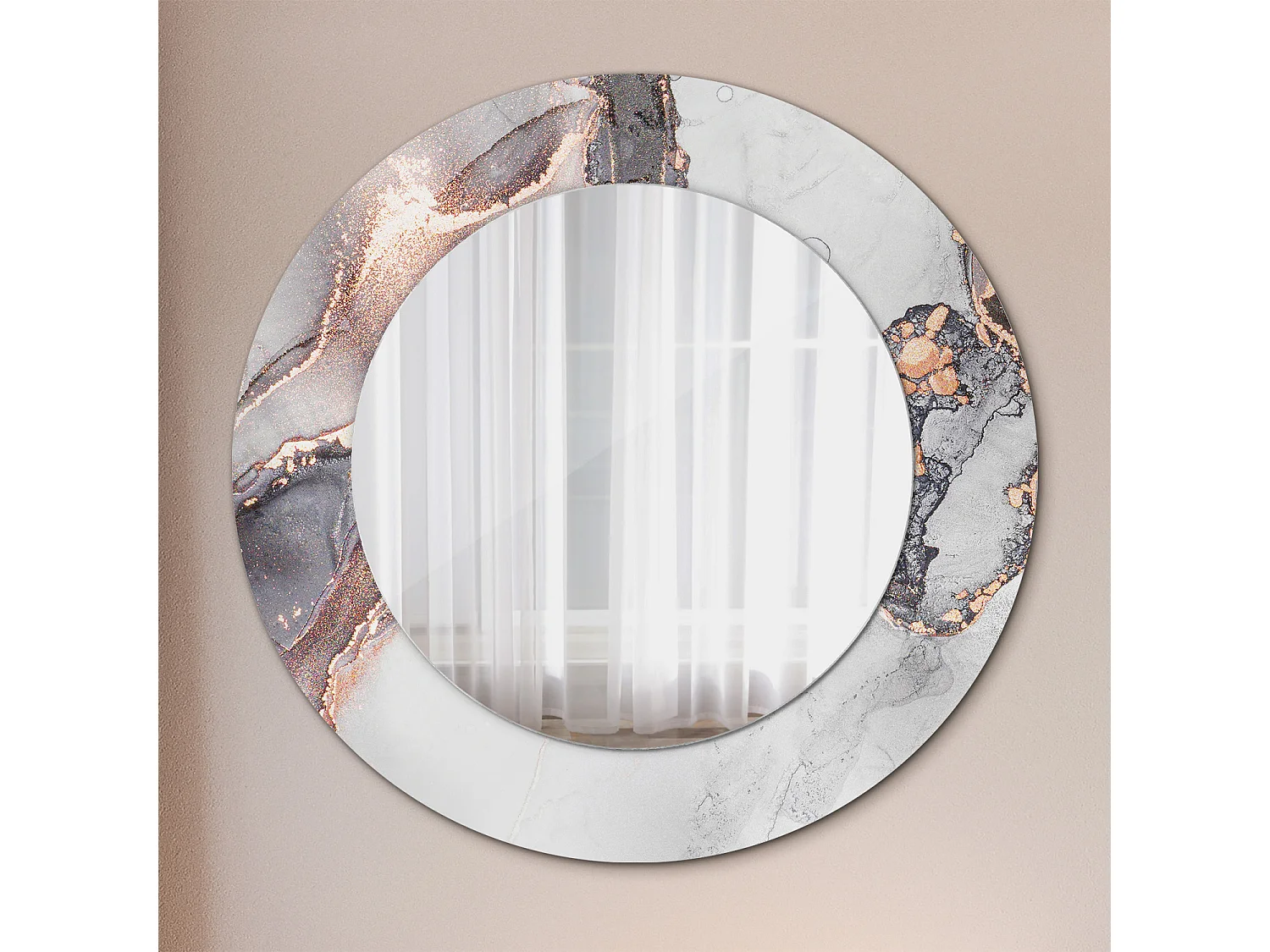 Ronde decoratieve spiegel - Abstract Marmer - 50 cm