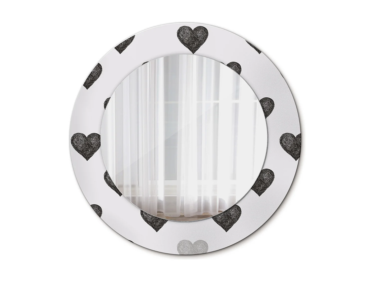 Miroir rond décoratif - Coeurs abstraits - 50 cm