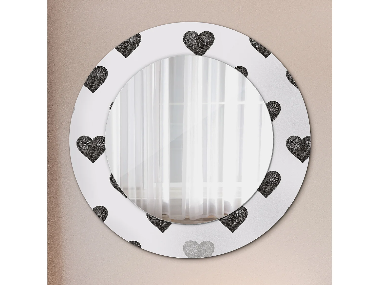 Miroir rond décoratif - Coeurs abstraits - 50 cm