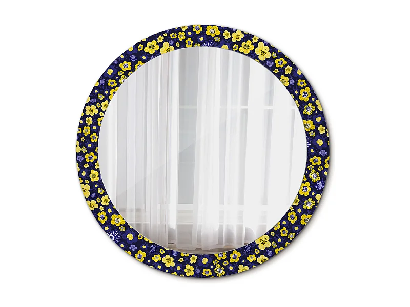 Decoratieve ronde spiegel - Kleine bloemen - 80 cm