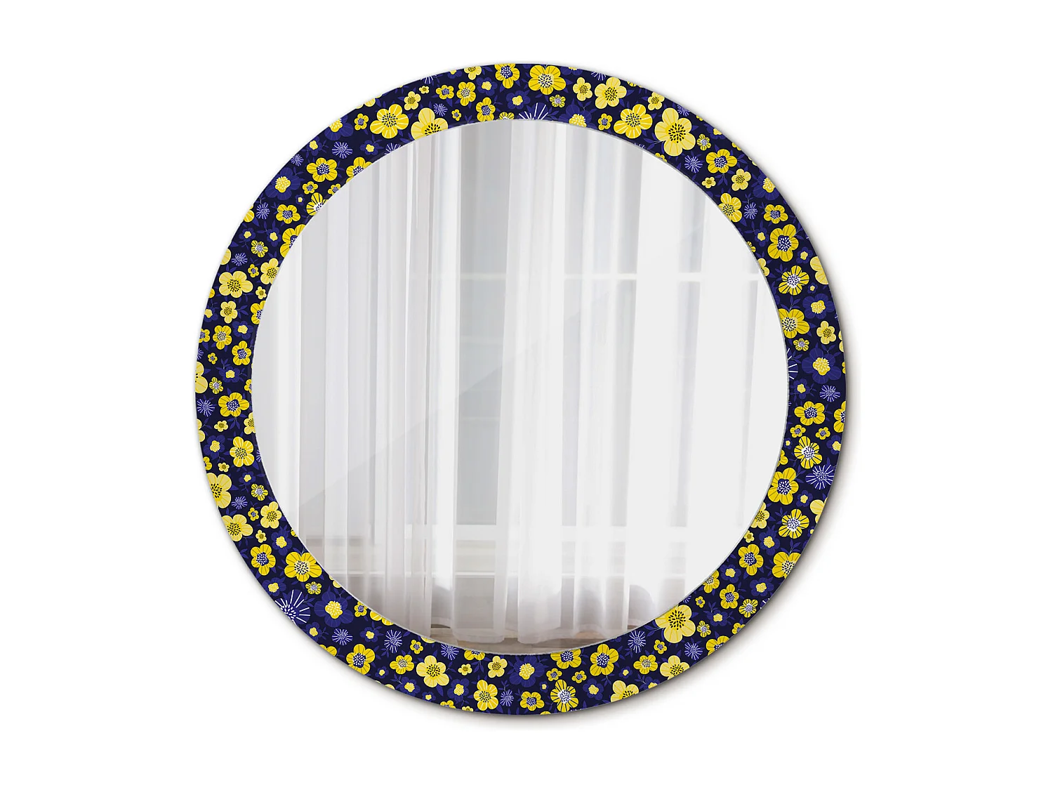 Decoratieve ronde spiegel - Kleine bloemen - 80 cm