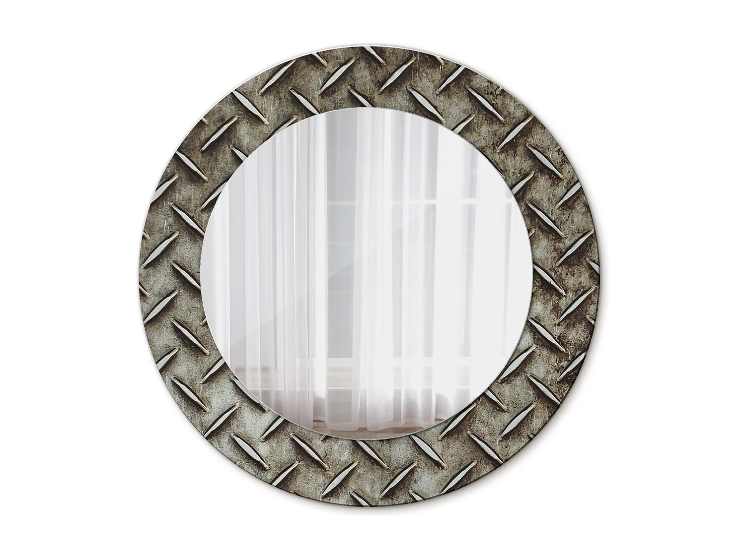 Dekorativer runder Spiegel - Stahlstruktur - 50 cm