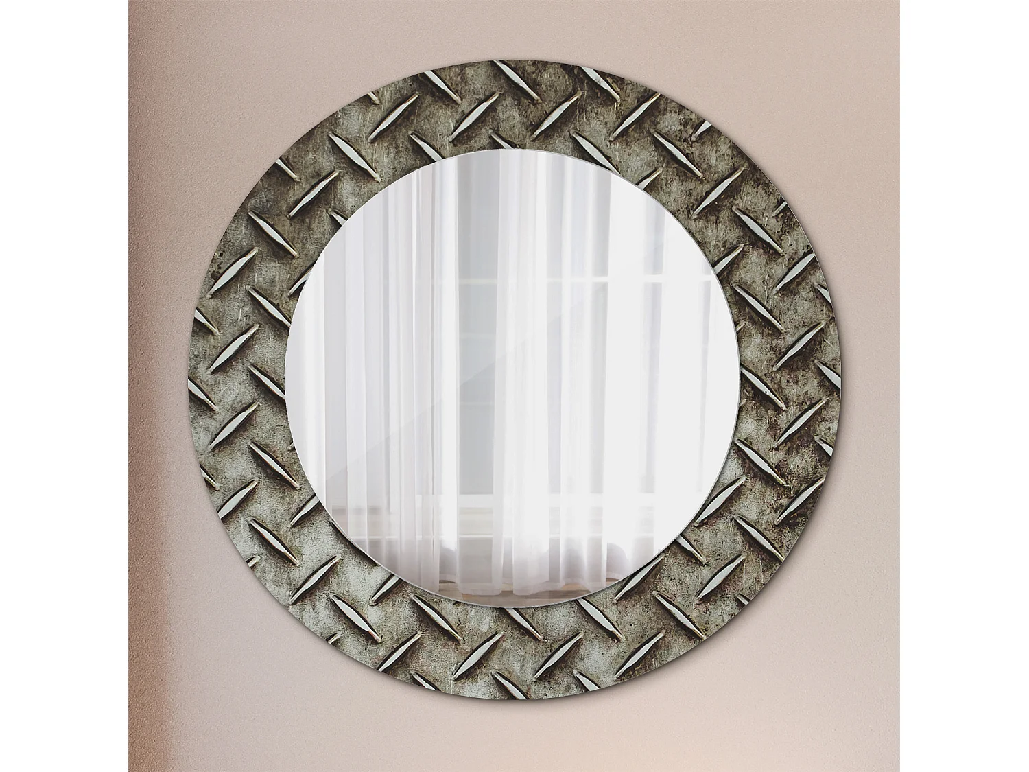 Dekorativer runder Spiegel - Stahlstruktur - 50 cm