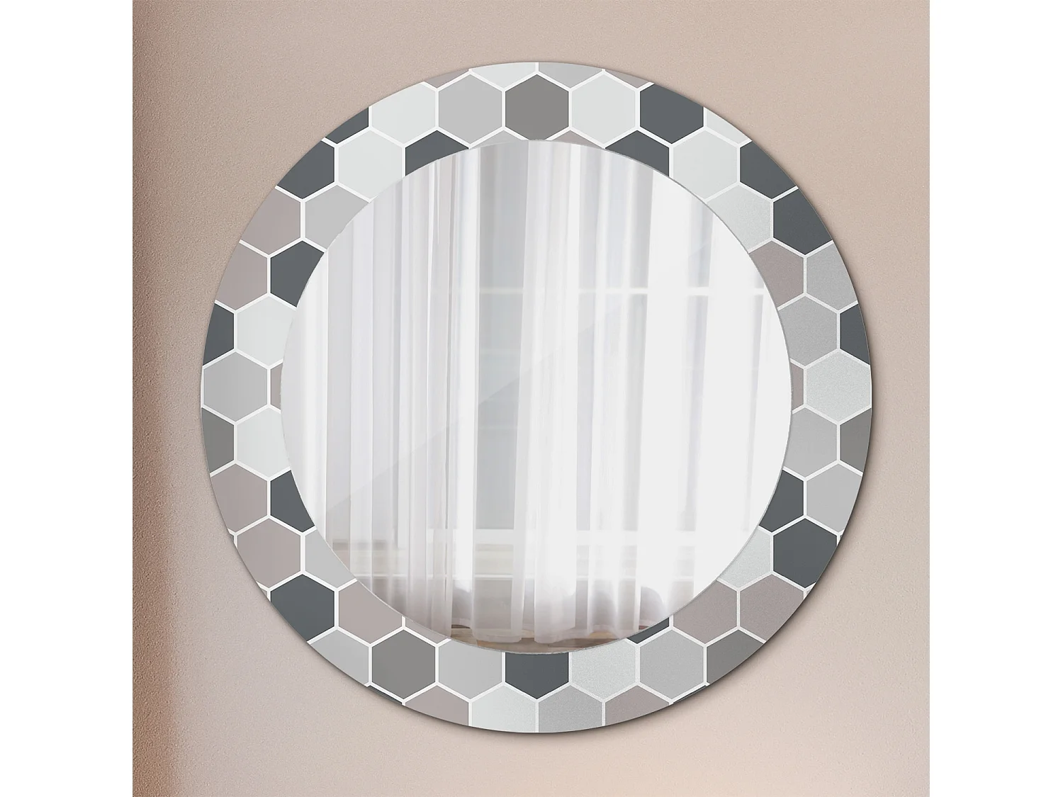 Dekorativer runder Spiegel - Sechseckmuster - 60 cm