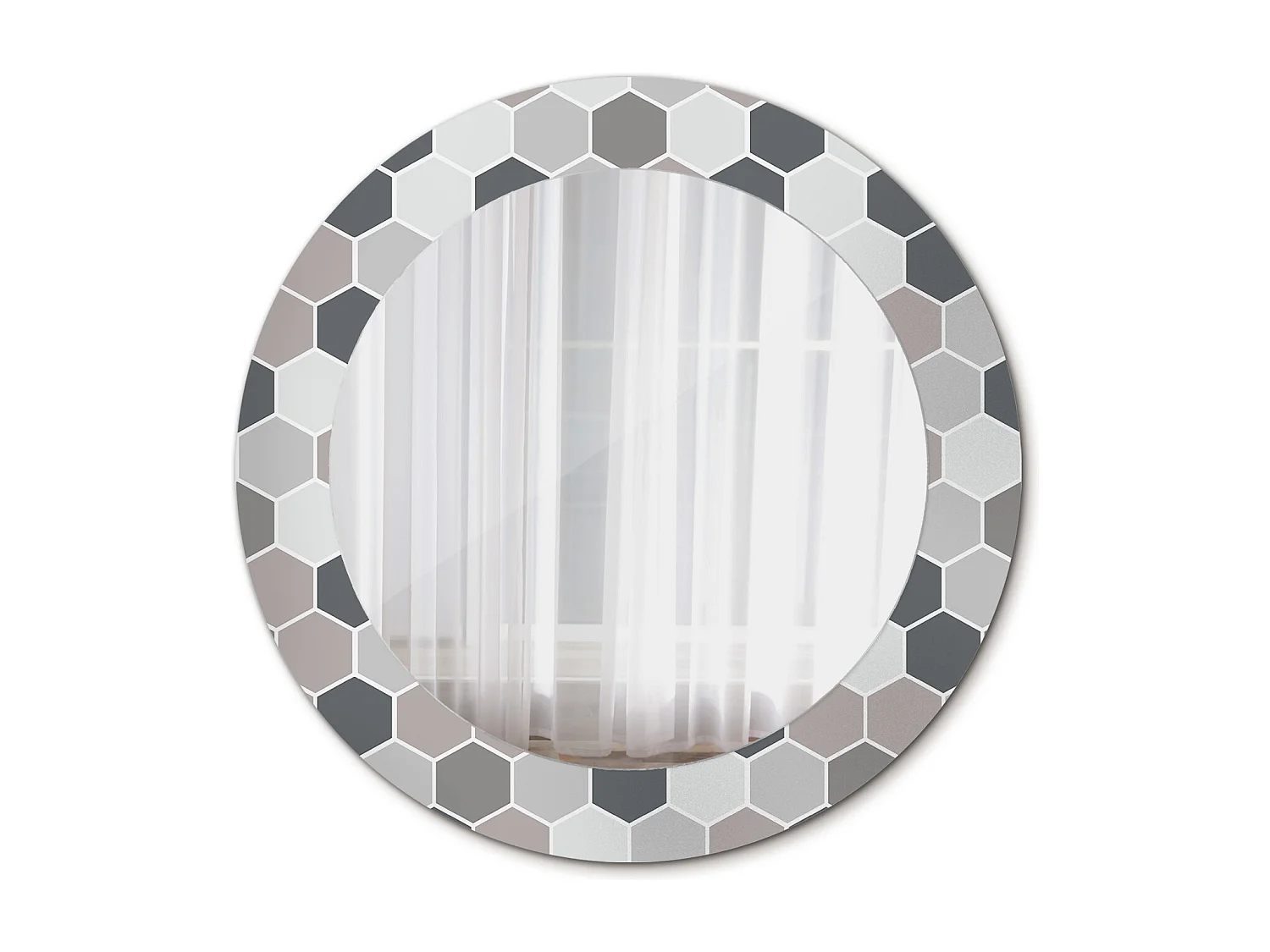 Dekorativer runder Spiegel - Sechseckmuster - 60 cm