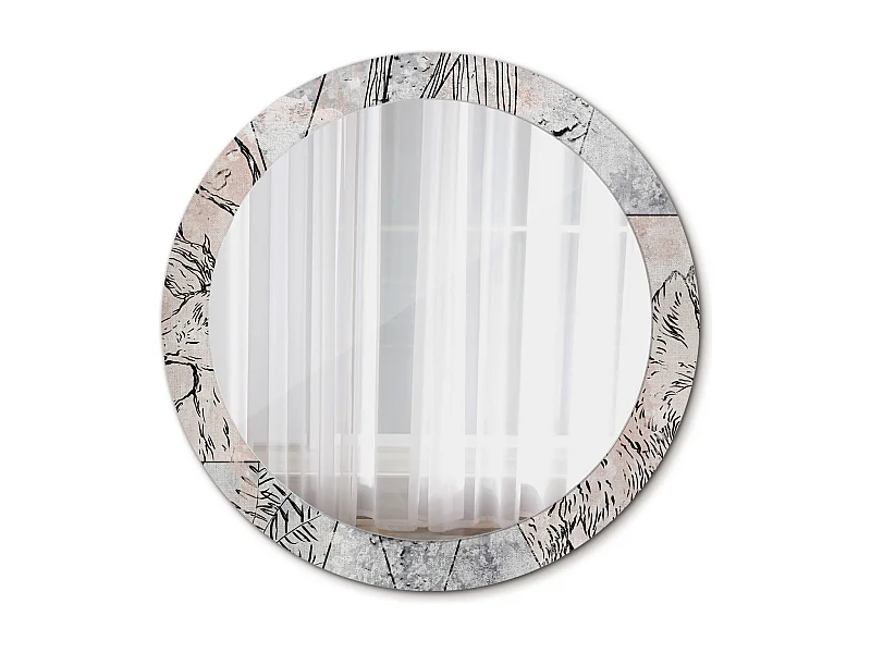 Dekorativer runder Spiegel - Abstrakte Tiere - 80 cm