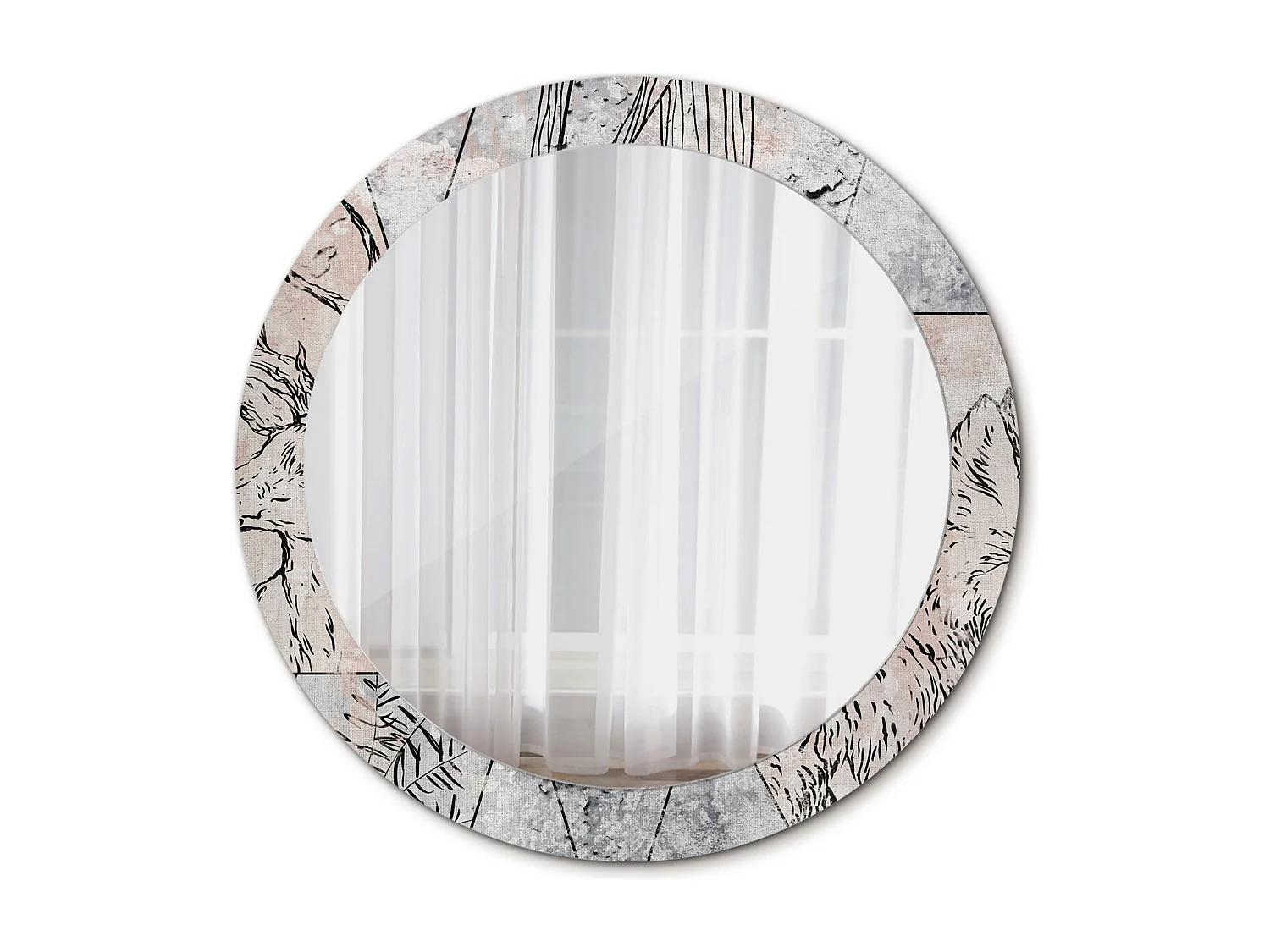 Decoratieve ronde spiegel - Abstracte dieren - 80 cm