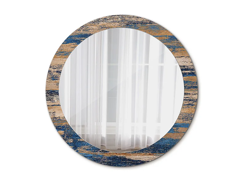 Dekorativer runder Spiegel - Abstraktes Holz - 80 cm