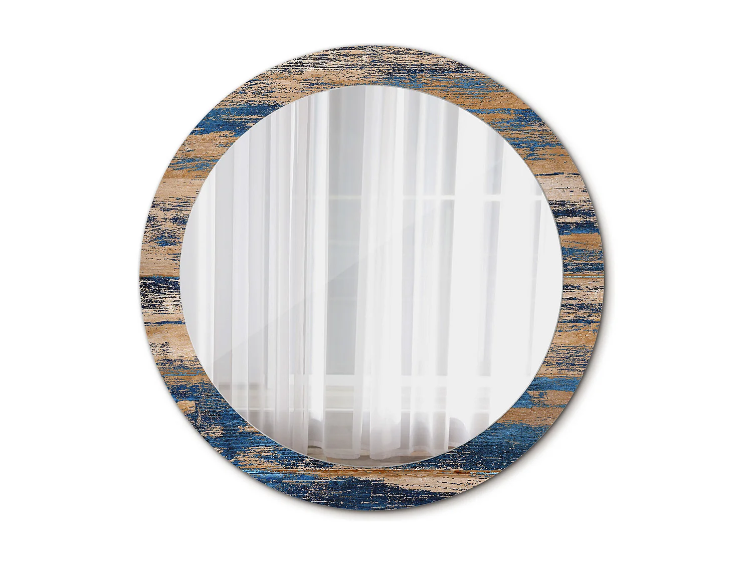 Dekorativer runder Spiegel - Abstraktes Holz - 80 cm