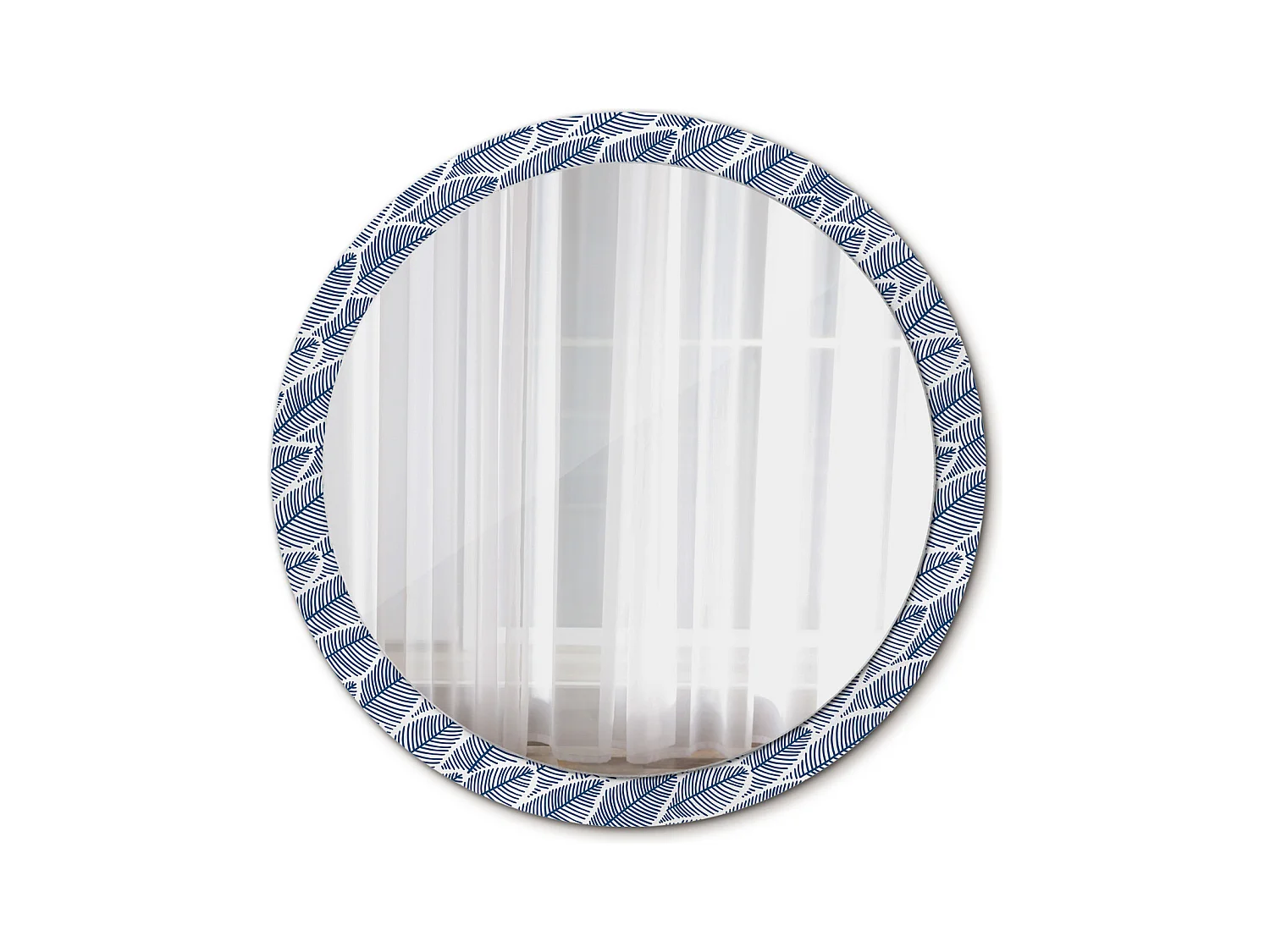 Ronde decoratieve spiegel - bladeren - 100 cm