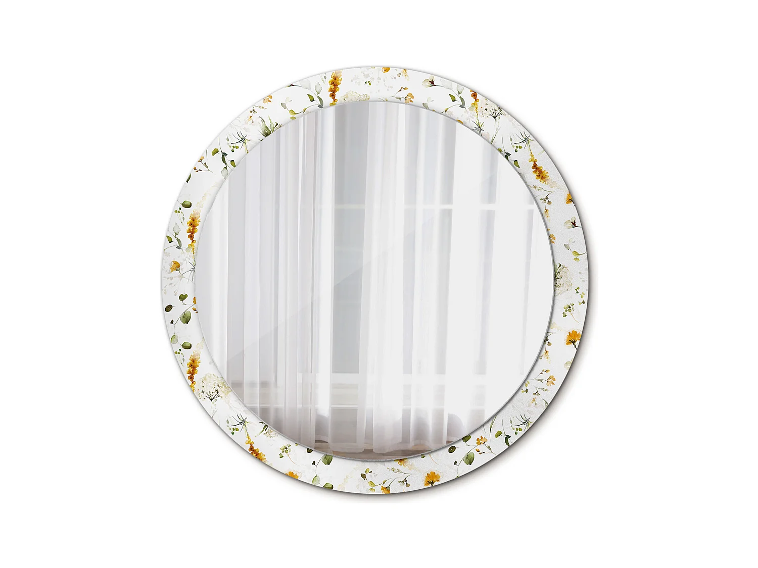 Ronde decoratieve spiegel - Wilde bloemen - 90 cm