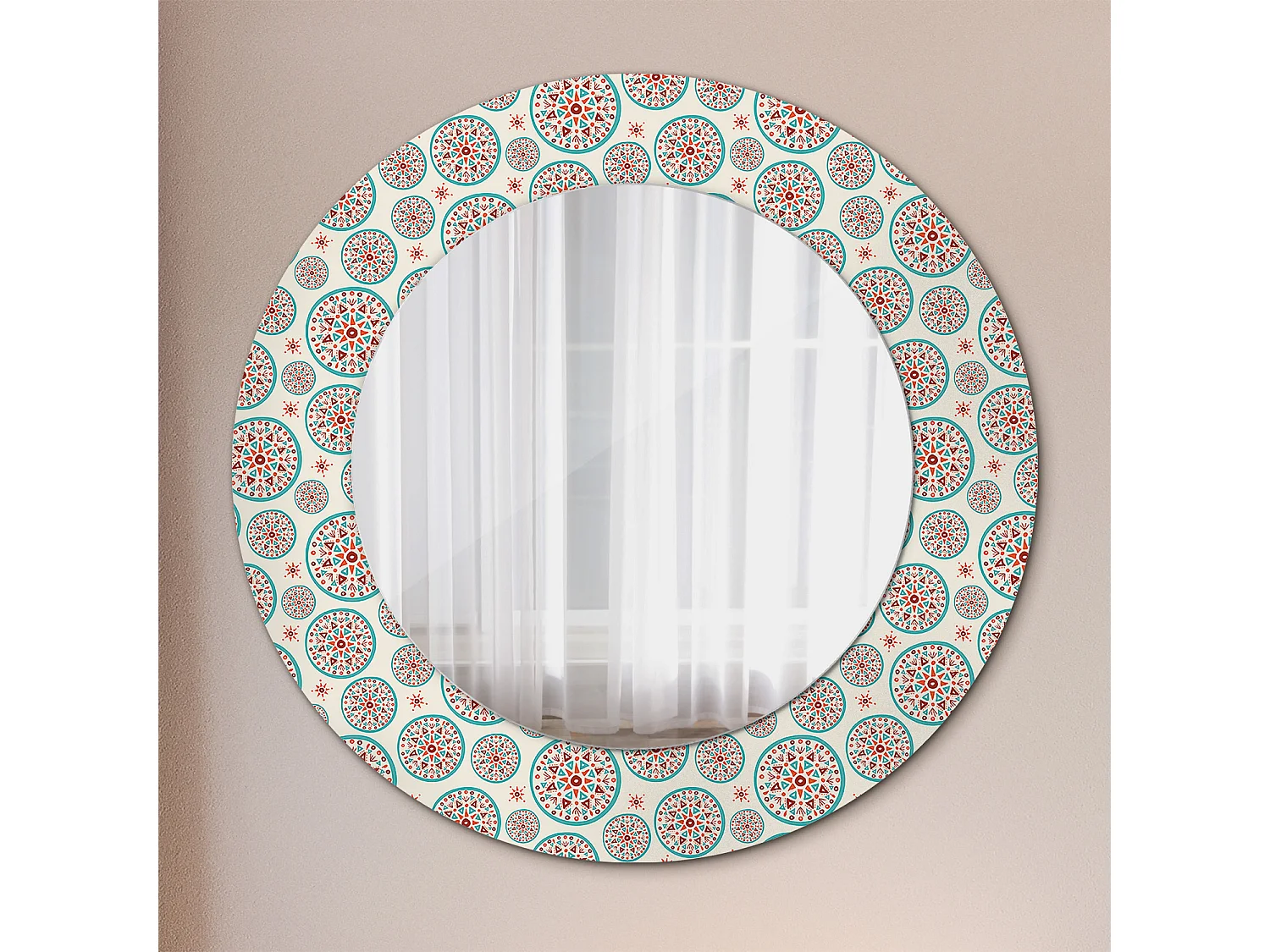 Runder dekorativer Spiegel - Boho-Motiv - 50 cm