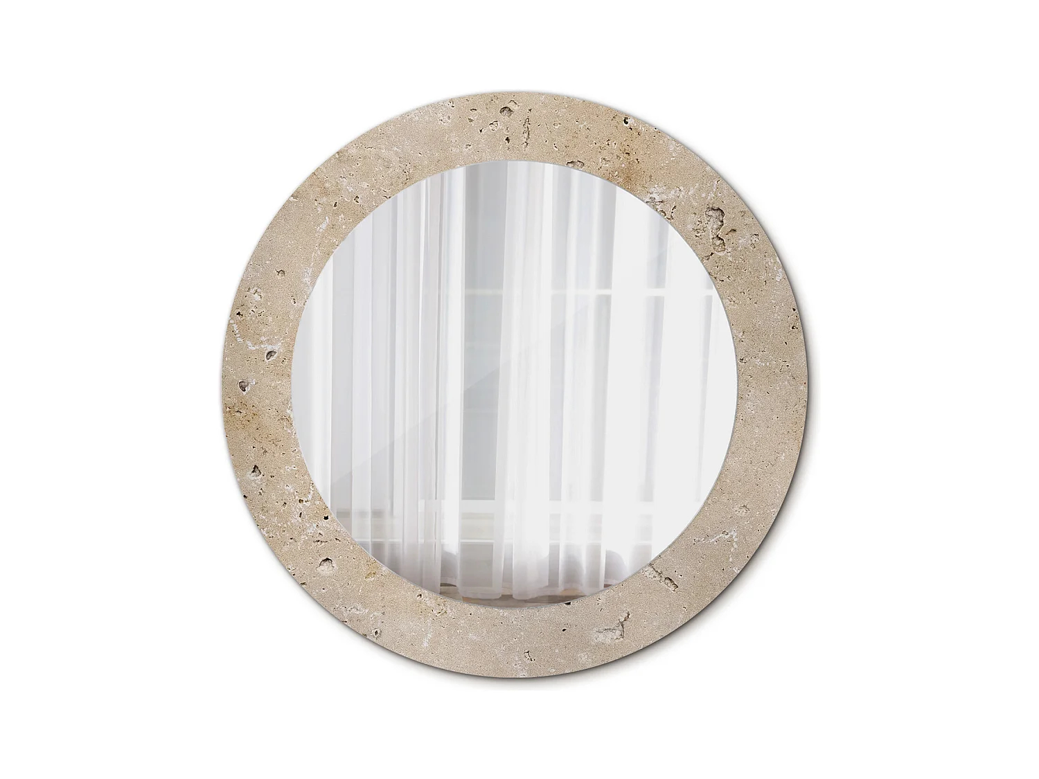 Miroir rond décoratif - Imitation pierre - 70 cm