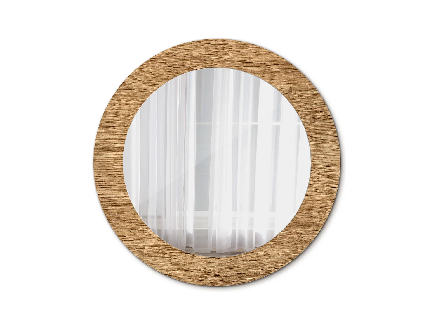 Miroir rond décoratif - Texture bois - 70 cm