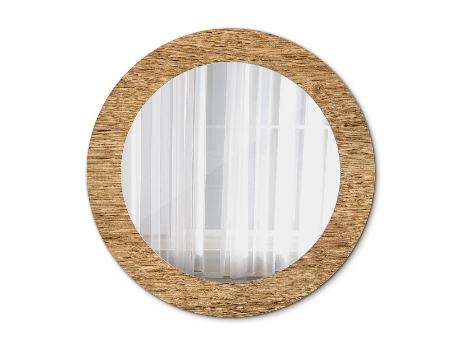 Dekorativer runder Spiegel - Holzstruktur - 60 cm