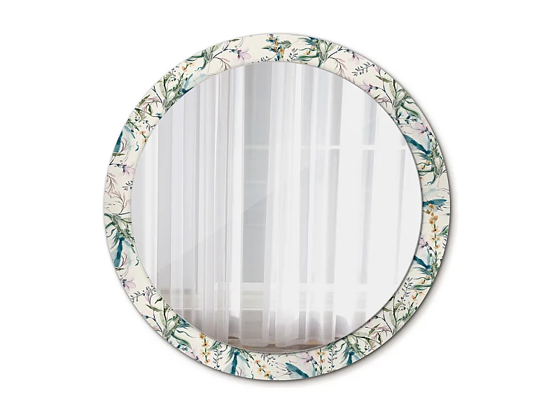 Dekorativer runder Spiegel - Aquarellblumen - 90 cm