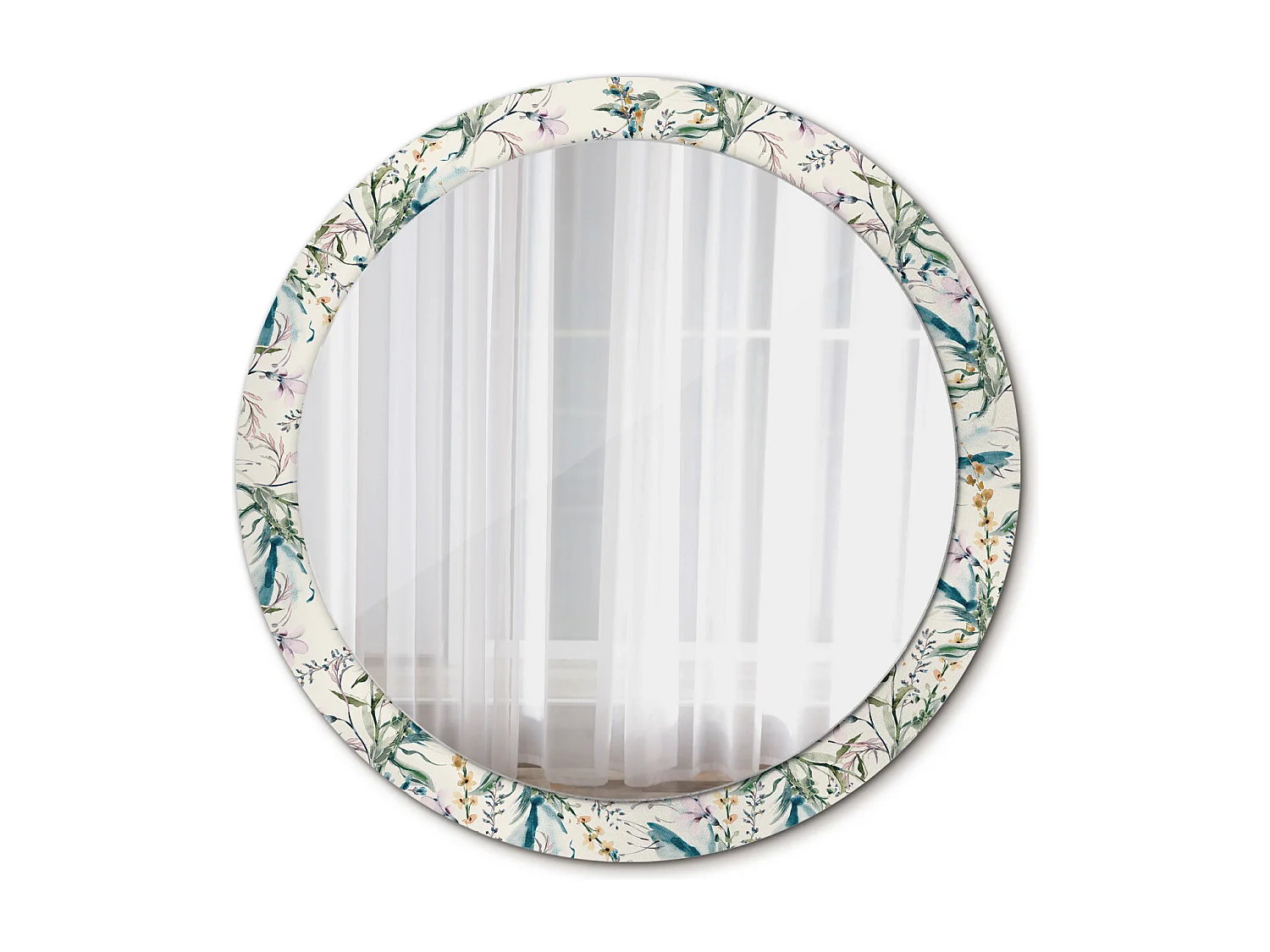 Dekorativer runder Spiegel - Aquarellblumen - 90 cm
