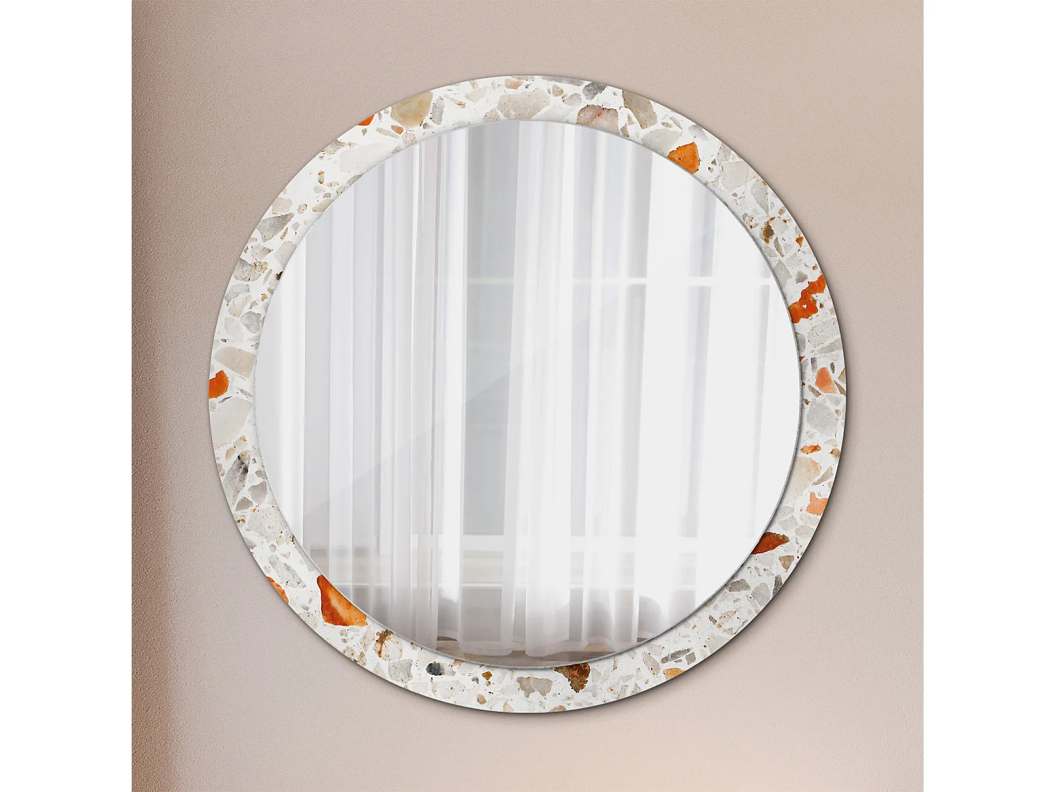 Ronde decoratieve spiegel - Terrazzo stijl - 100 cm