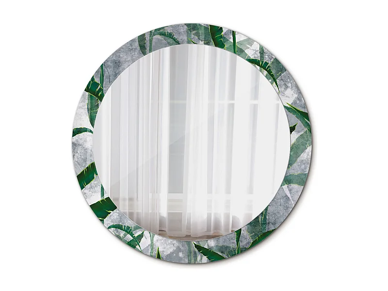 Decoratieve ronde spiegel - Tropische bladeren - 80 cm