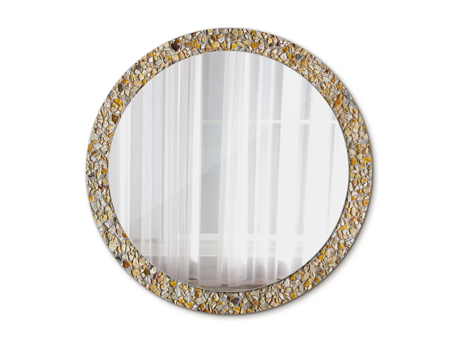 Miroir rond décoratif - Motif Terrazzo - 90 cm