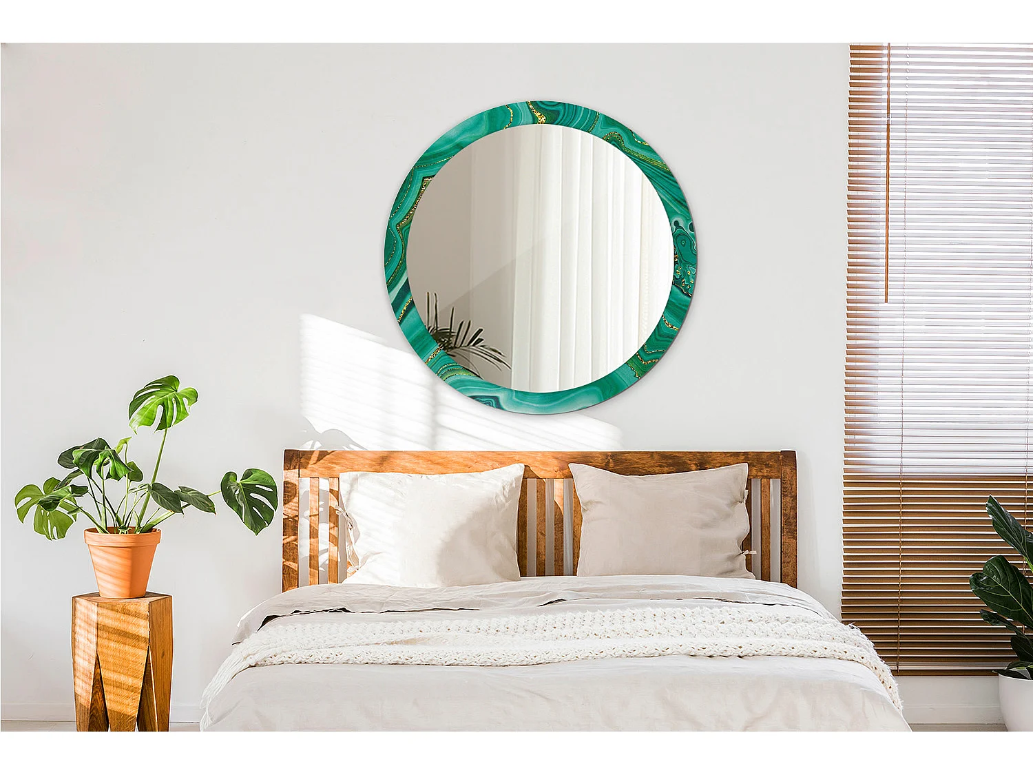 Ronde decoratieve spiegel - agaatmarmer - 90 cm