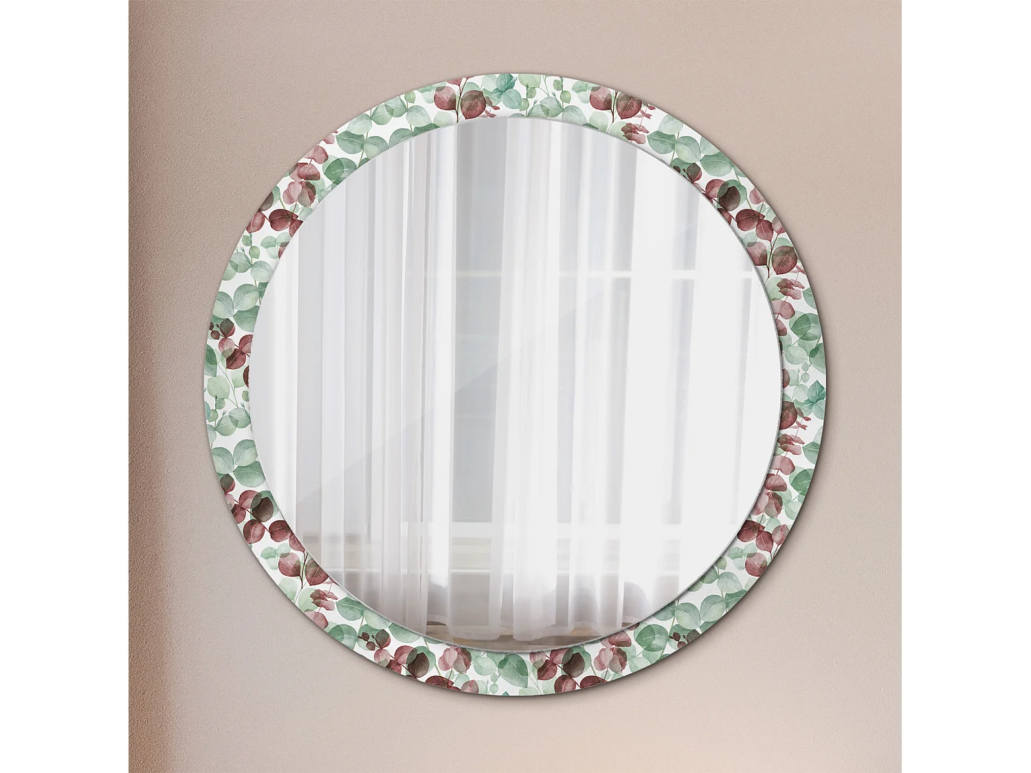 Miroir rond décoratif - Eucalyptus - 100 cm