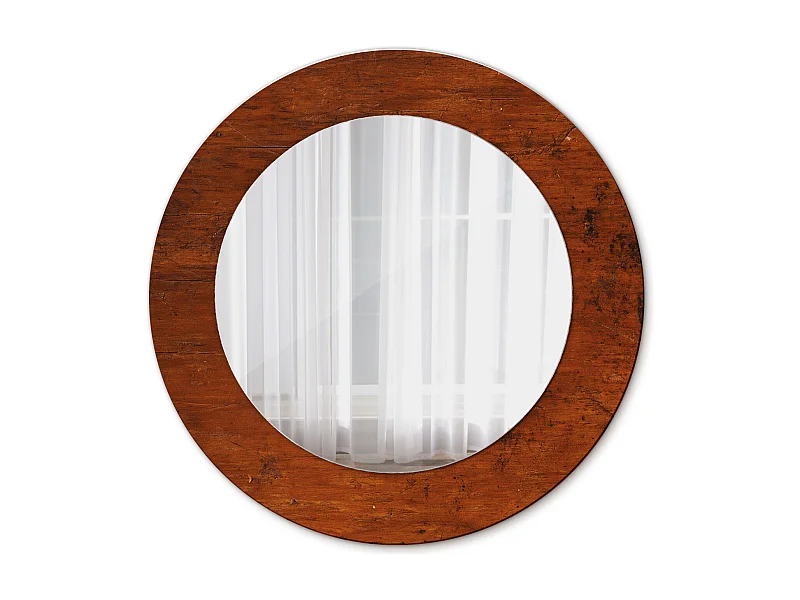 Runder dekorativer Spiegel - Naturholz - 50 cm