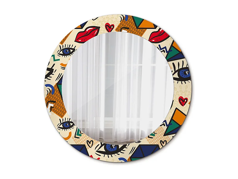Miroir rond décoratif - Style Pop art - 70 cm