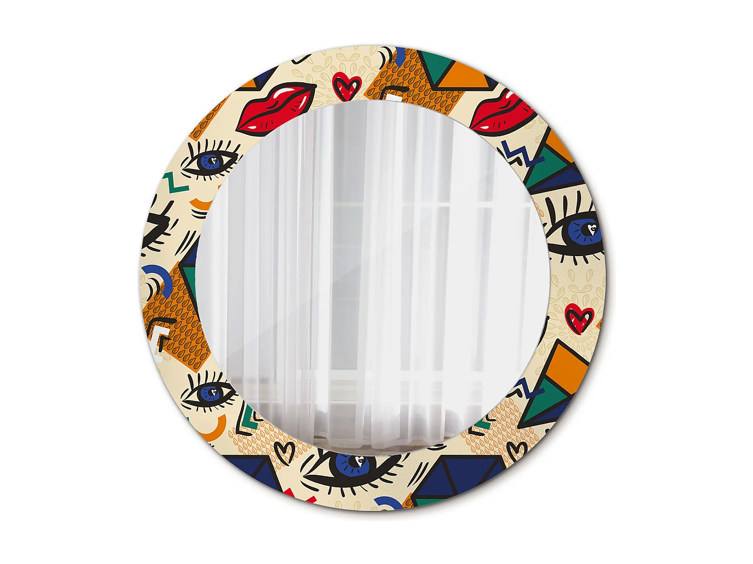 Miroir rond décoratif - Style Pop art - 70 cm