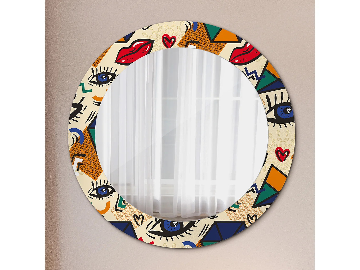 Miroir rond décoratif - Style Pop art - 70 cm