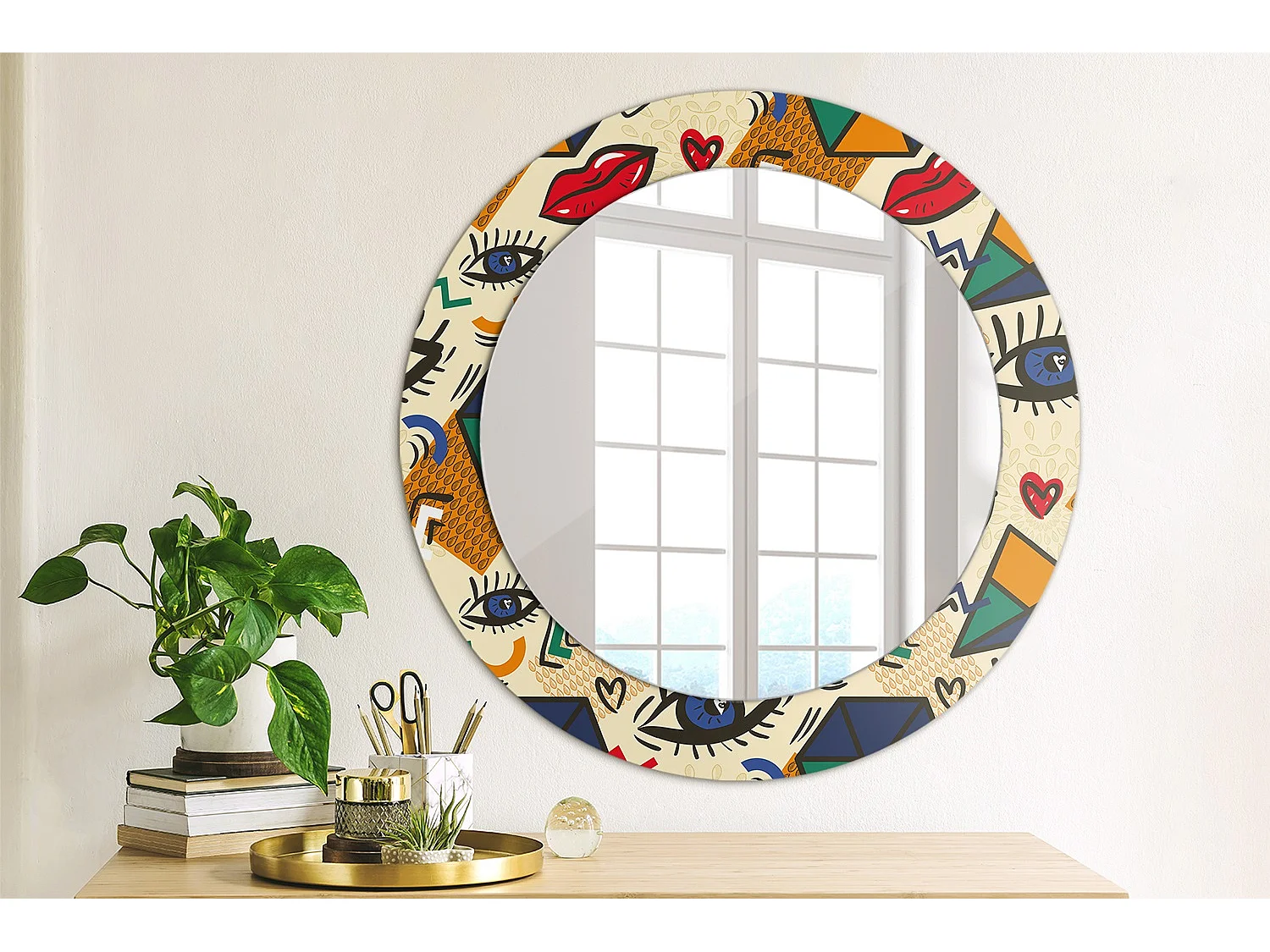 Miroir rond décoratif - Style Pop art - 70 cm