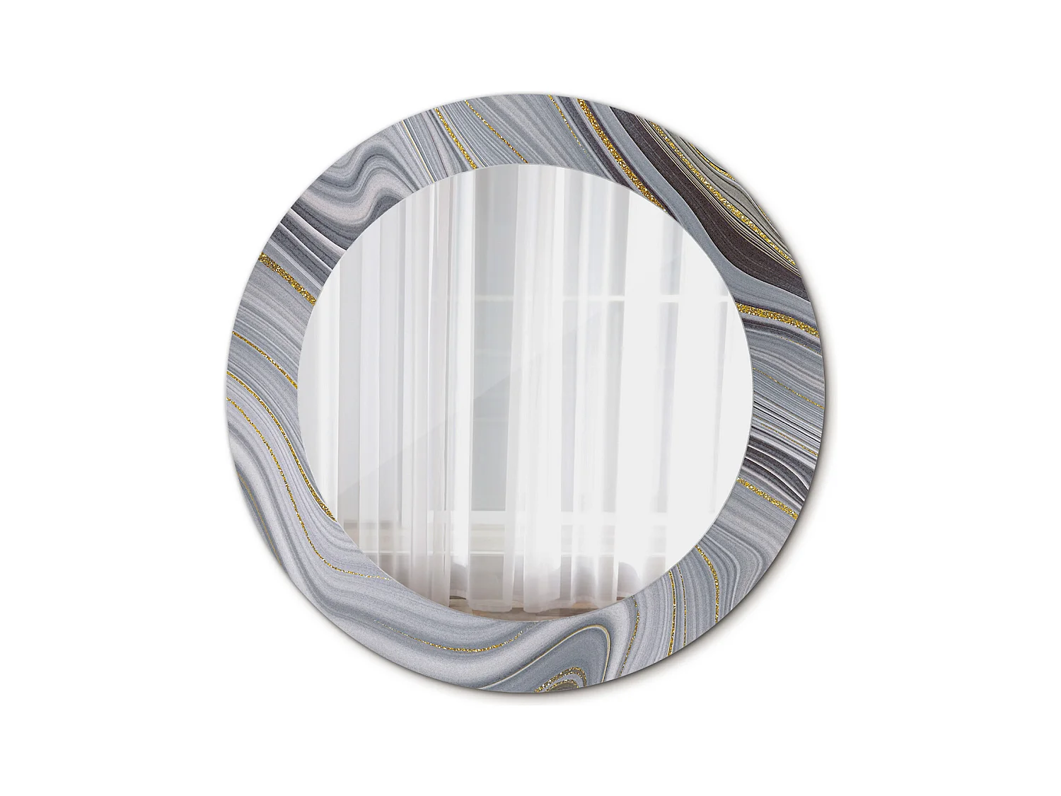 Ronde decoratieve spiegel - Grijs marmer - 60 cm