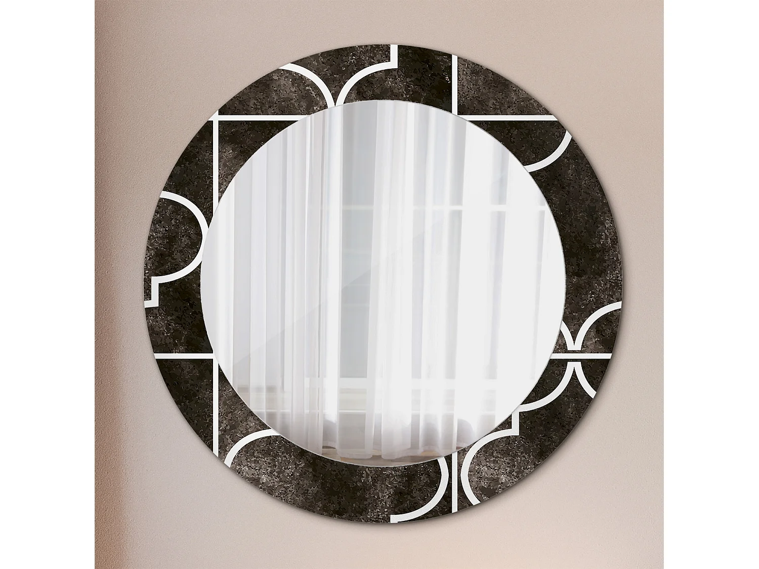 Miroir rond décoratif - Motif antique - 70 cm