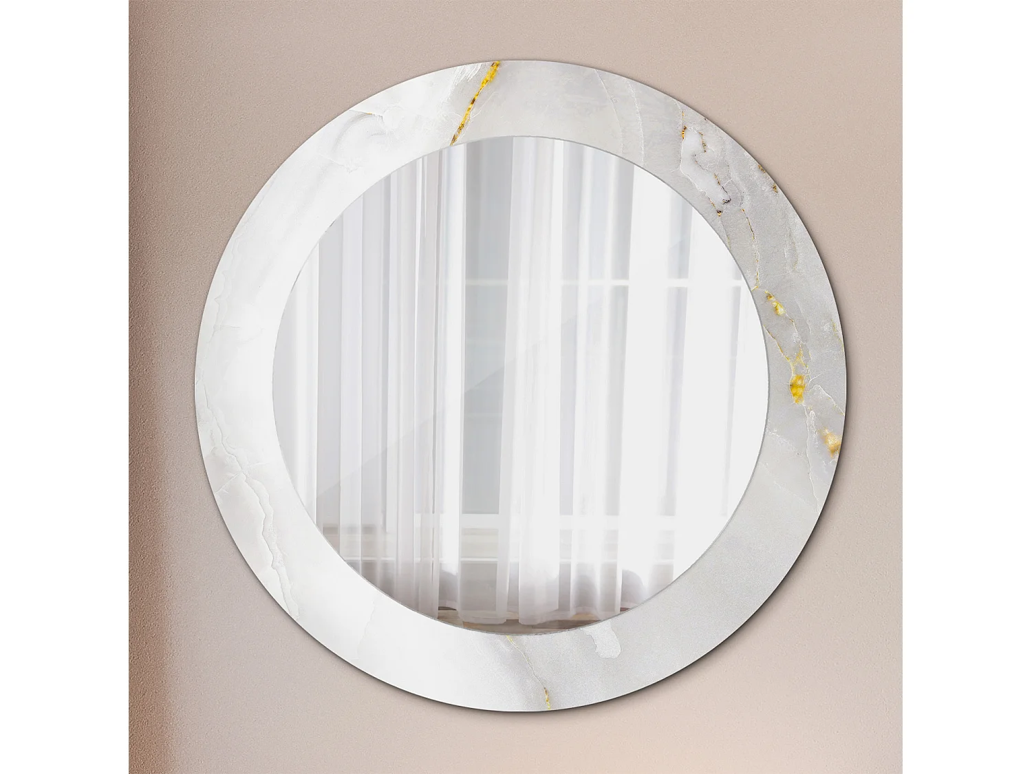 Dekorativer runder Spiegel – Polierter Marmor – 60 cm