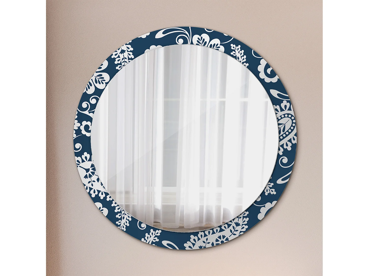 Miroir rond décoratif - Composition Paisley - 90 cm