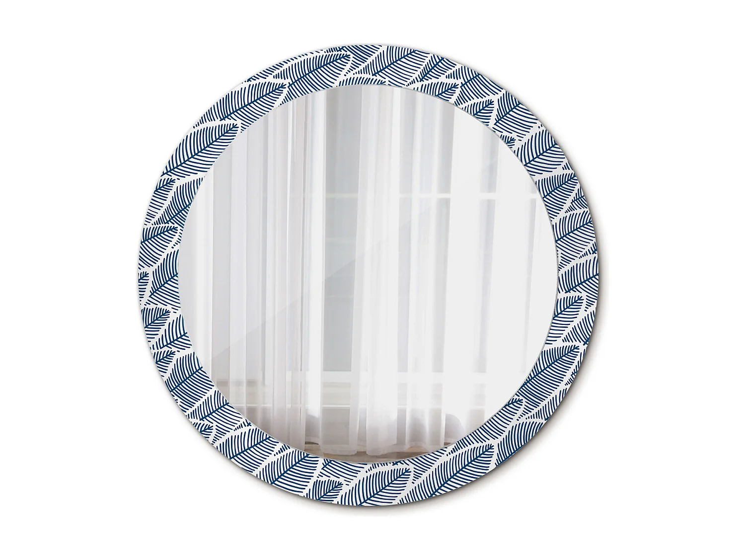Miroir rond décoratif - Feuilles - 80 cm