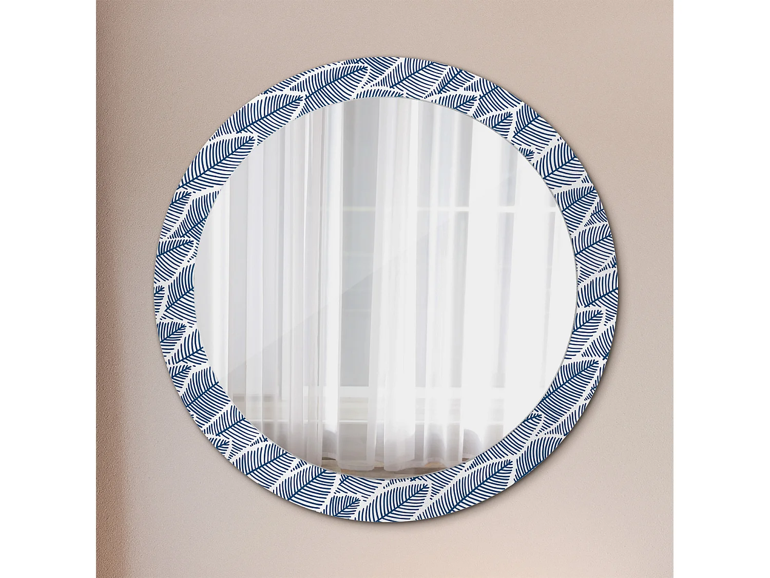 Miroir rond décoratif - Feuilles - 80 cm