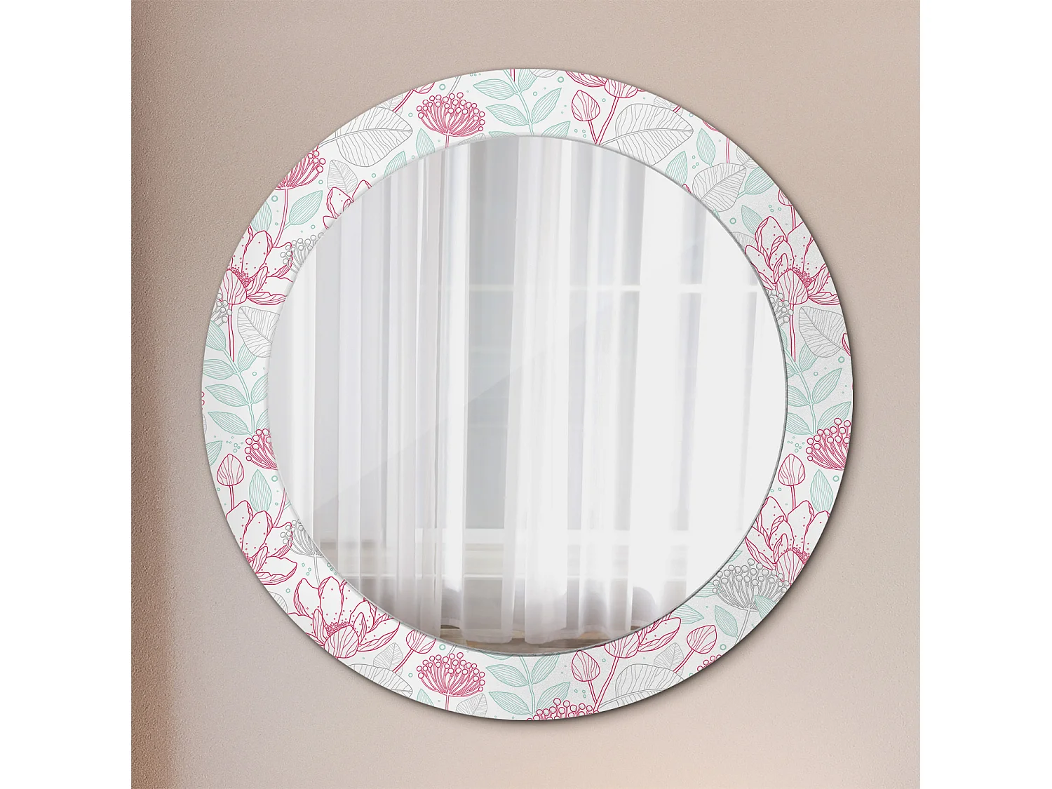 Runder dekorativer Spiegel - Blumen - 60 cm