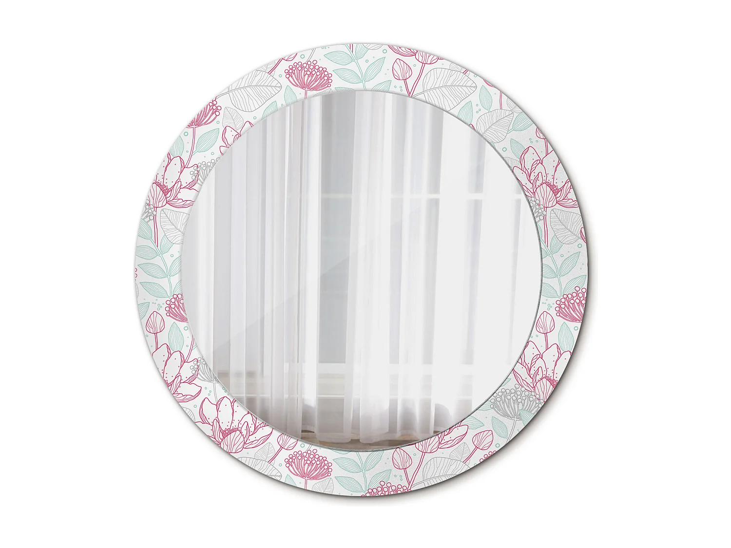 Miroir rond décoratif - Fleurs d'Hibiscus - 70 cm