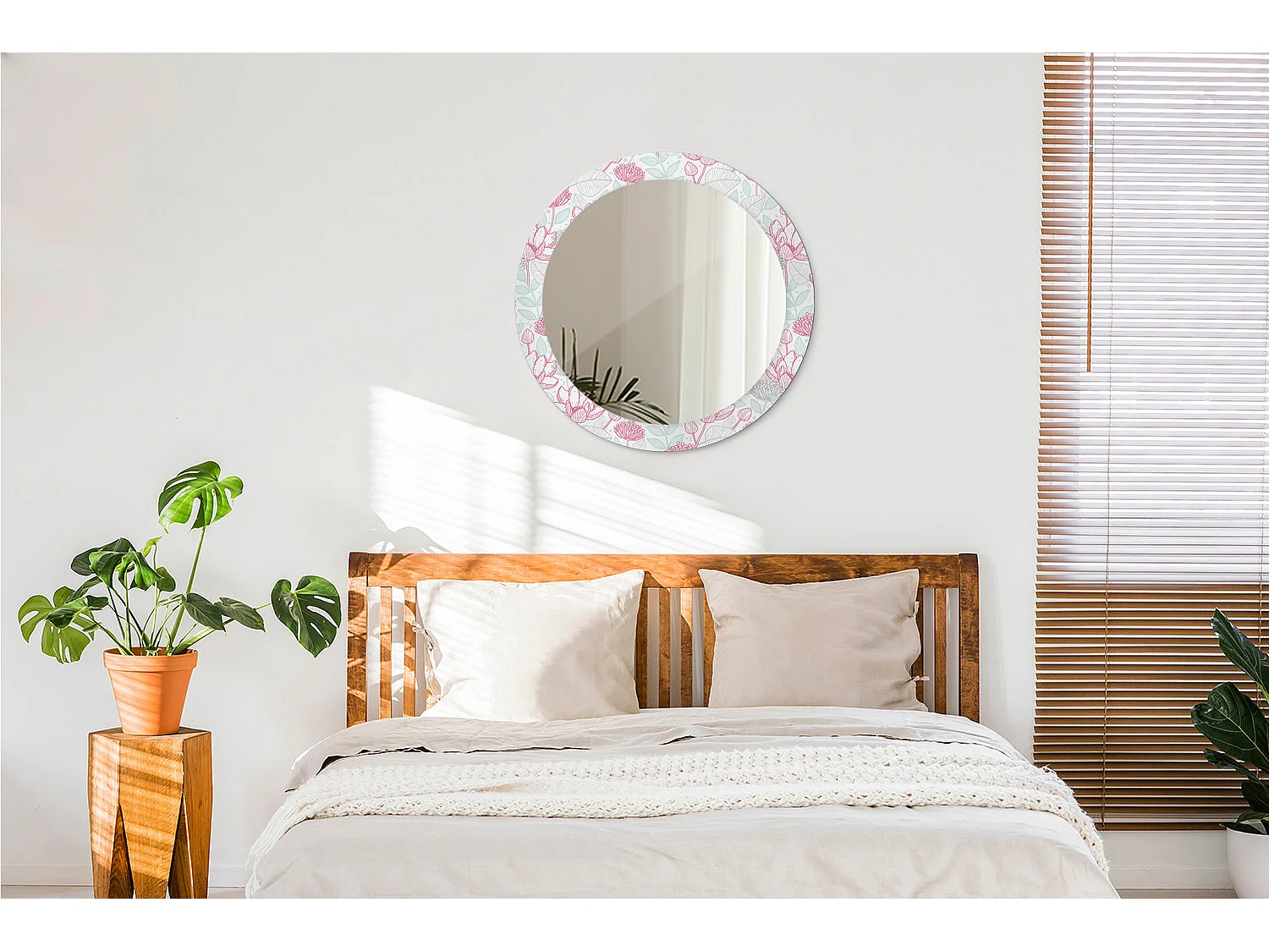 Miroir rond décoratif - Fleurs d'Hibiscus - 70 cm