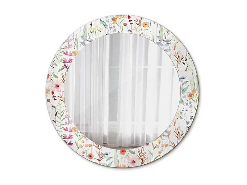 Runder dekorativer Spiegel - Wildblumen - 60 cm
