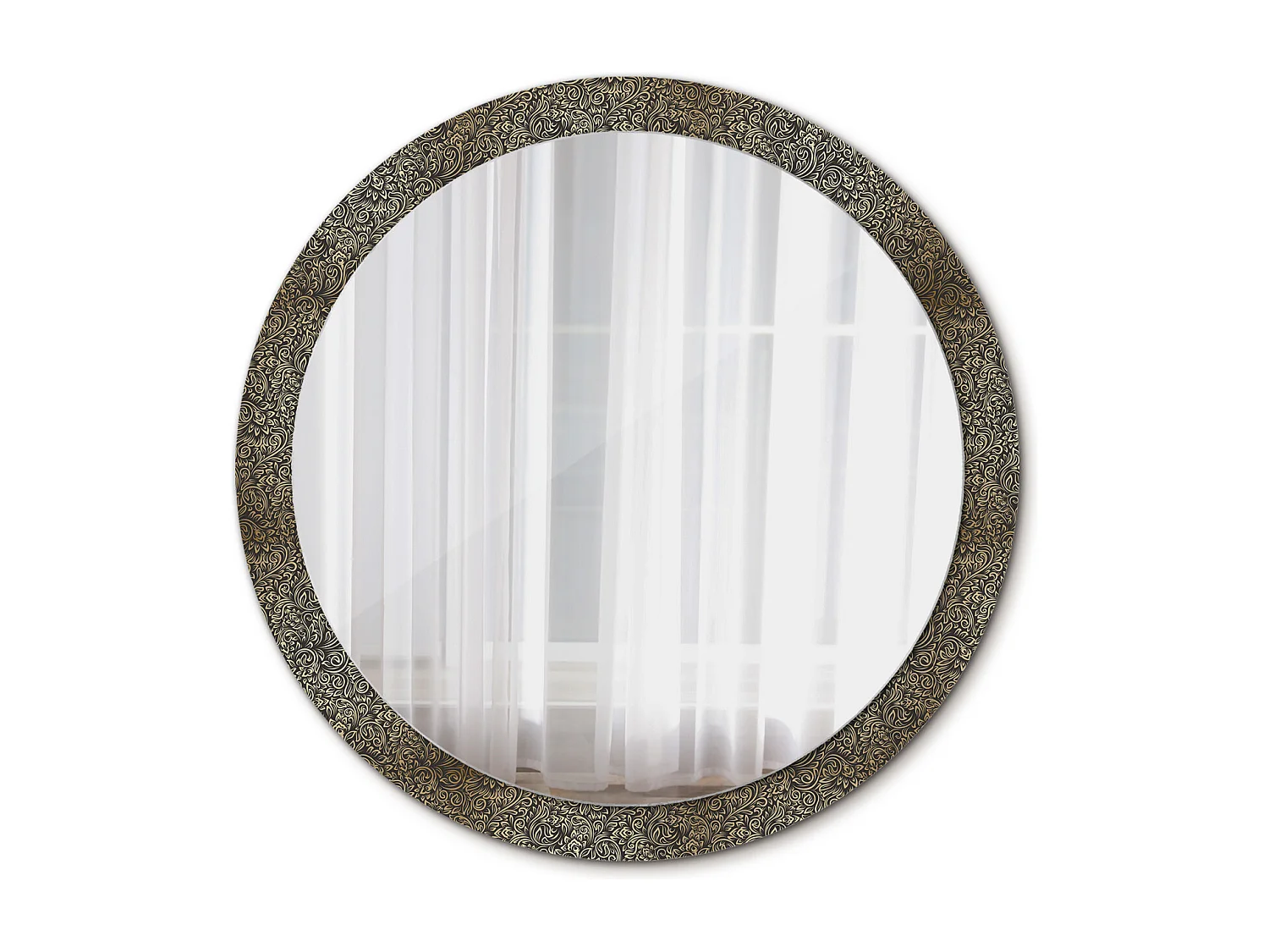 Miroir rond décoratif - Ornement floral - 100 cm