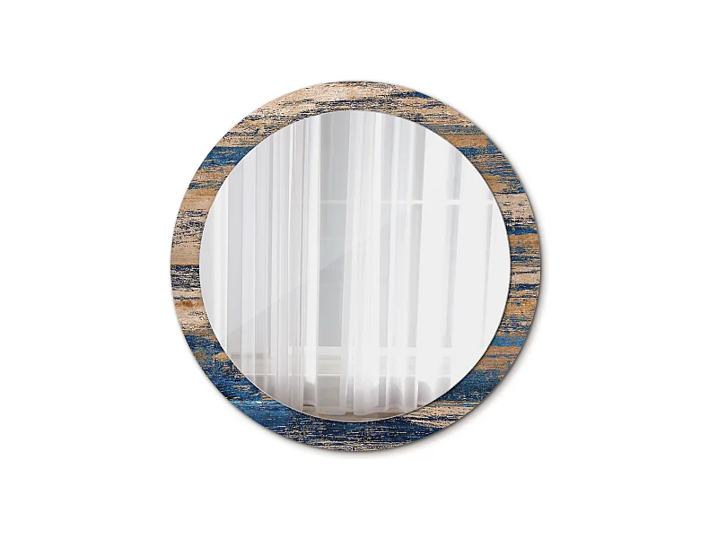 Dekorativer runder Spiegel - Abstraktes Holz - 90 cm