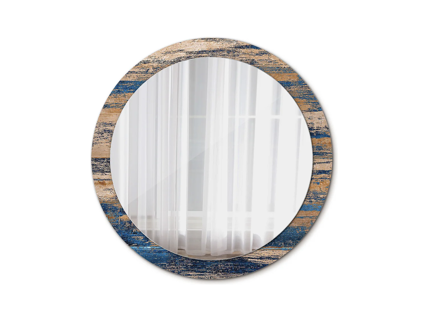 Specchio rotondo decorativo - Legno astratto - 90 cm