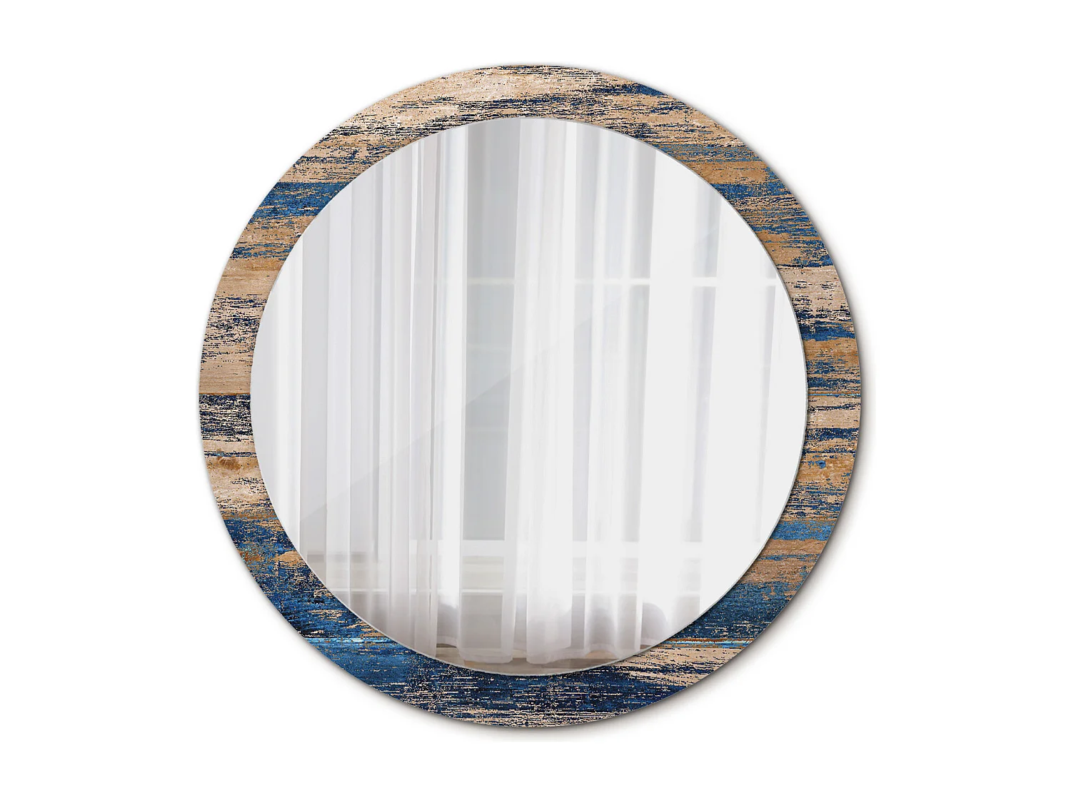 Specchio rotondo decorativo - Legno astratto - 90 cm