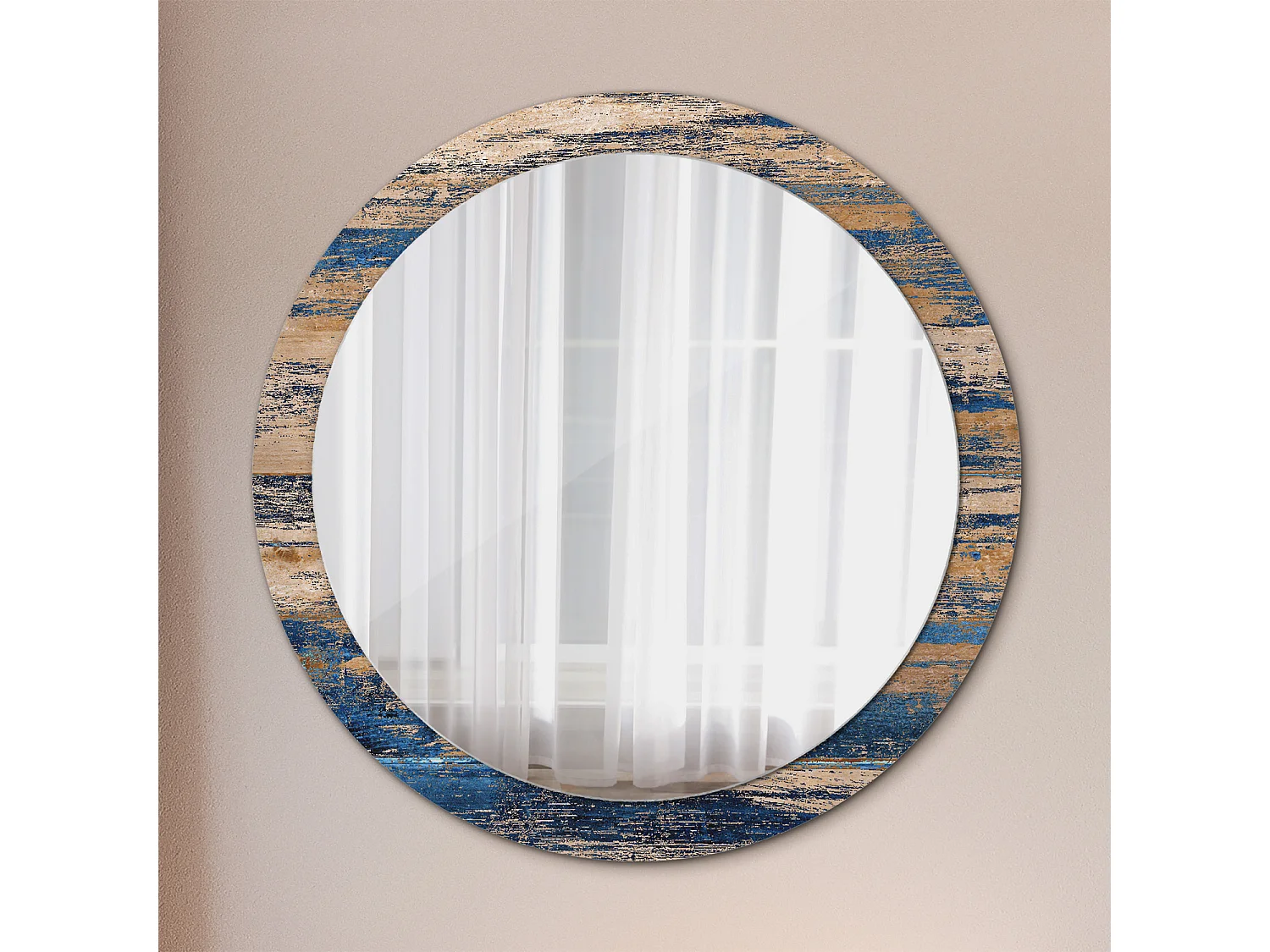 Specchio rotondo decorativo - Legno astratto - 90 cm