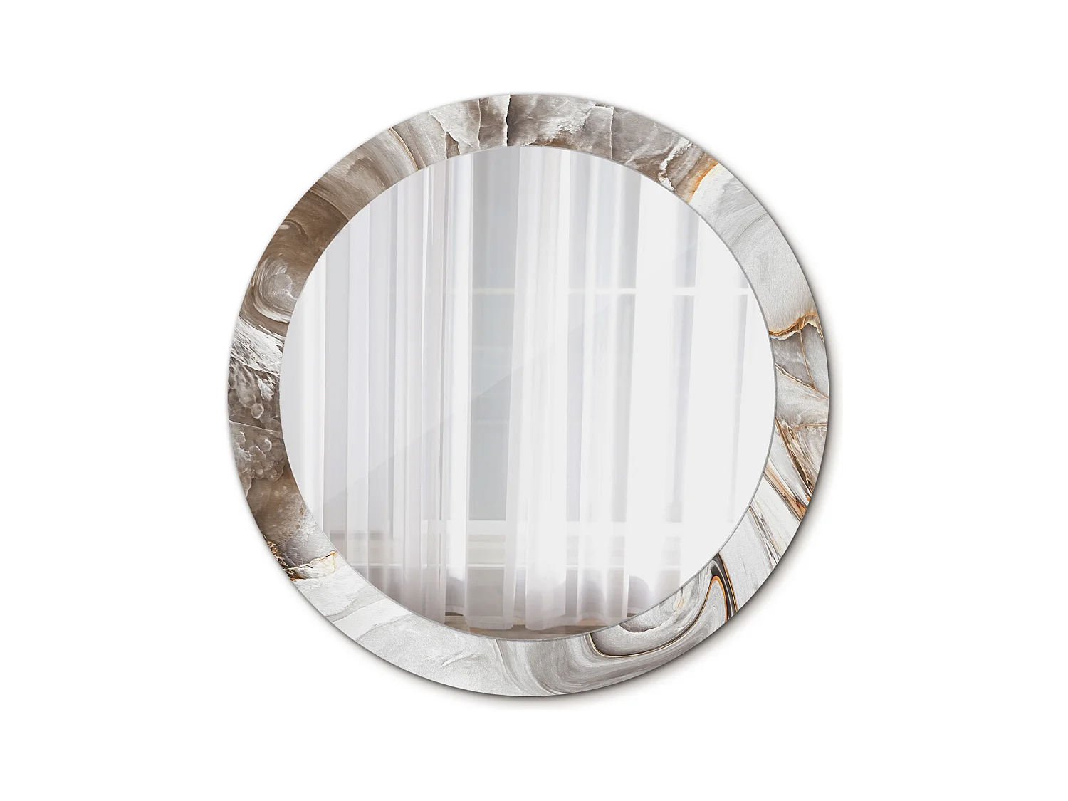 Specchio rotondo decorativo - Marmo chiaro - 80 cm