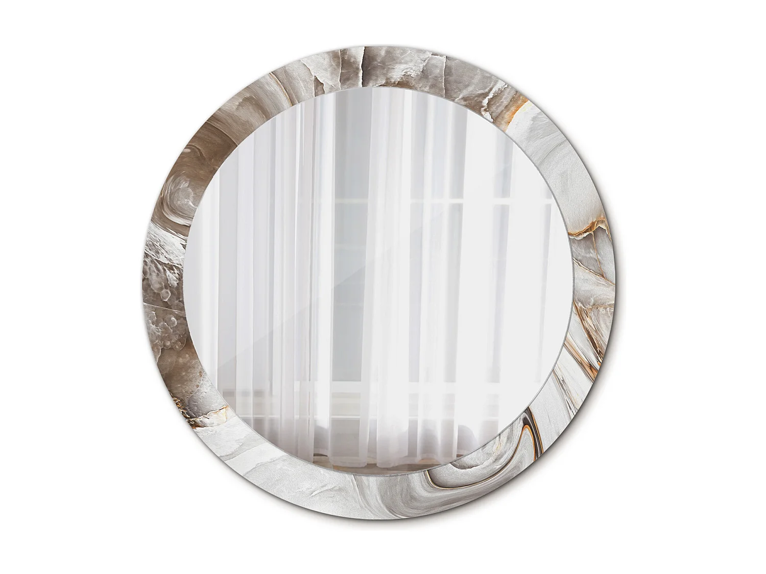 Specchio rotondo decorativo - Marmo chiaro - 80 cm